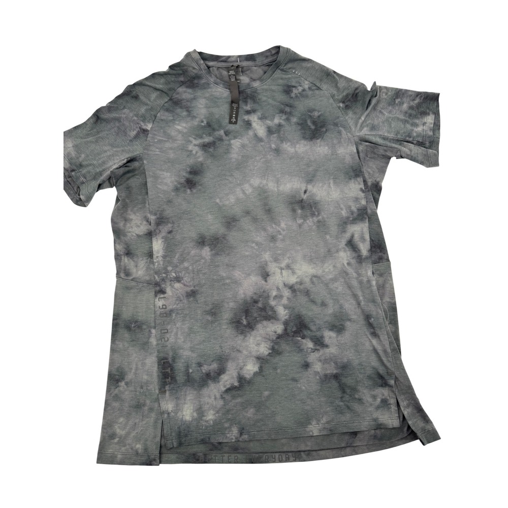 Lululemon License To Train Shirt Mens Medium Grey Tie Dye Short Sleeve Athletic